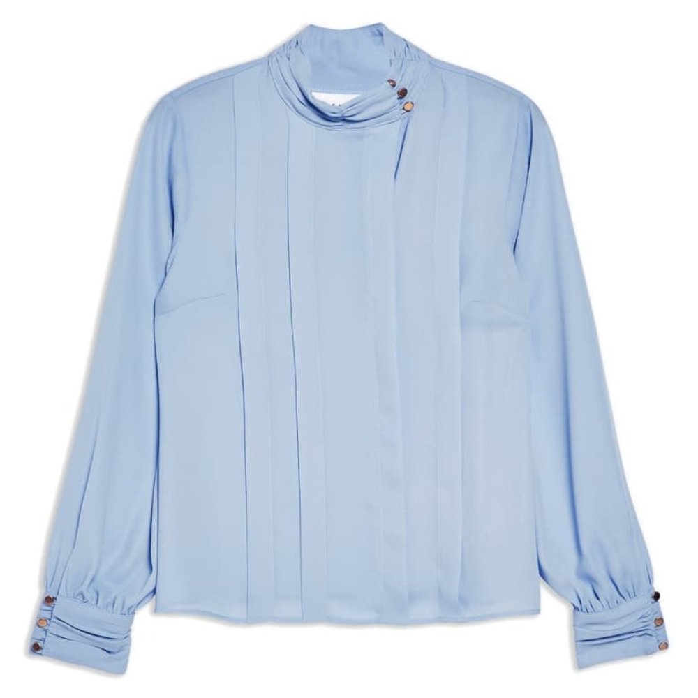 Topshop Pleated Buttoned Blouse Shirt 6 fits 2/4